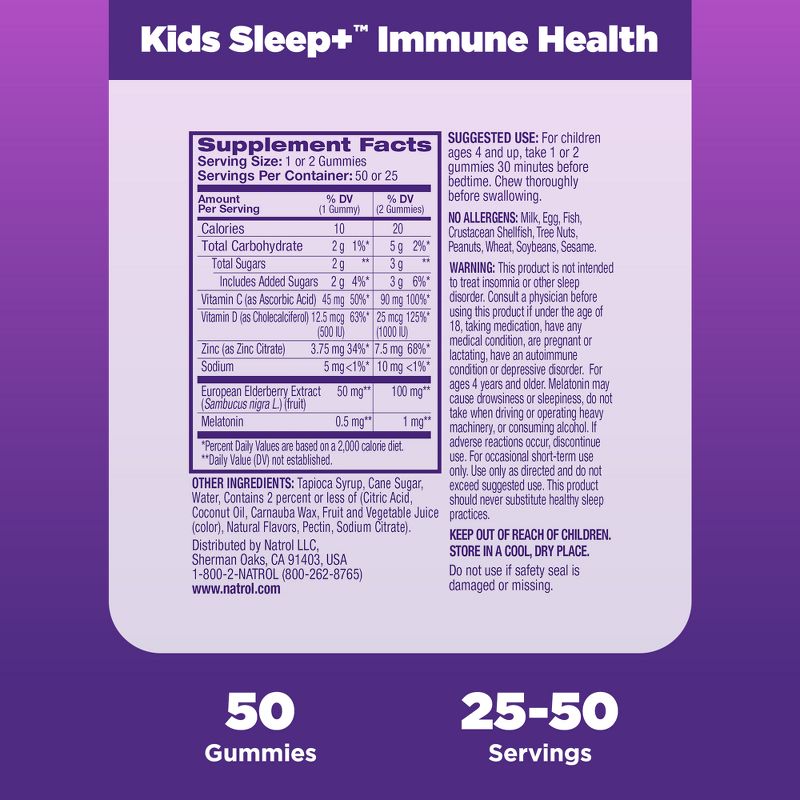 Natrol Kids&#39; Sleep + Immune Health Sleep Aid Gummies - Berry - 50ct, 6 of 13
