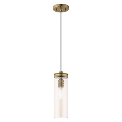 Chic Antique Brass 1-Light Mini Pendant with Champagne Glass