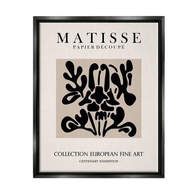Stupell Industries Abstract Contemporary Black Floral Design Matisse Typography