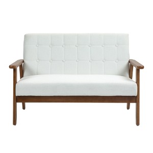 VYNXARIA Mid-Century Modern Solid Loveseat Sofa Upholstered Linen Loveseat, 2-Seat Upholstered Loveseat Sofa Modern Couch£¬Beige - 1 of 4