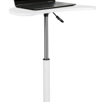 White Adjustable Mobile Laptop Desk with Casters