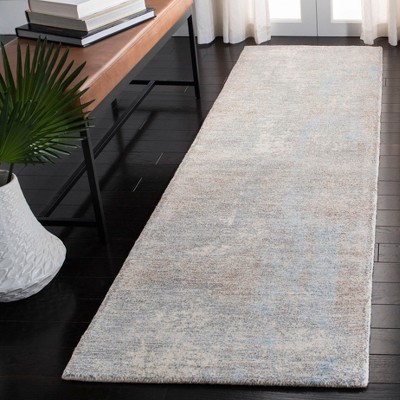 Handmade Blue Wool and Viscose Tufted Area Rug