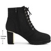 BLISSFUL STEP Women's Round Toe Lace Up Chunky Heel Combat Boots - 2 of 4
