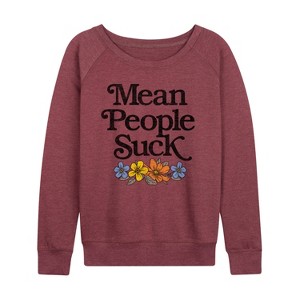 Women's - Instant Message - Mean People Suck Lightweight French Terry Wide Neck Long Sleeve Graphic Shirt - 1 of 4