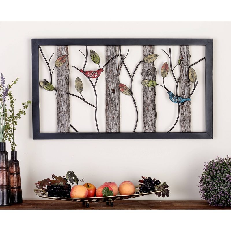 Metal Bird Wall Decor with Real Wood Detailing Black - Olivia & May, 2 of 16