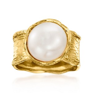 Ross-Simons 11.5-12mm Cultured Button Pearl Ring in 18kt Yellow Gold Over Sterling - 1 of 4