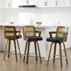 Bekrvio 26" Swivel Counter Height Bar Stools Set of 1/2/3/4,Faux Leather Upholstered Bar Chairs with Back & Arm for Kitchen Island,Black - 3 of 4
