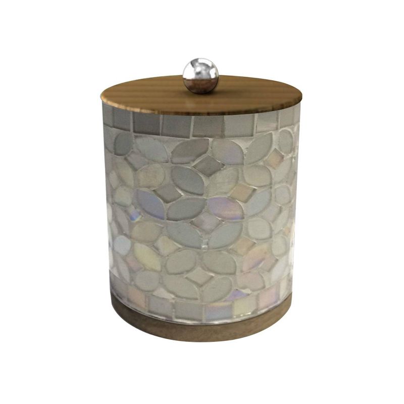 Pearl Escent Mosaic and Wood Trillium Q-Tip Jar - Nu Steel, 1 of 7