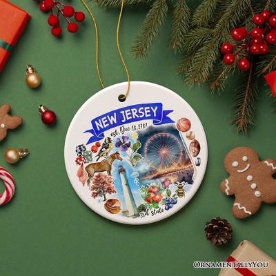 Artistic New Jersey State Themes and Landmarks Christmas Ornament| OrnamentallyYou