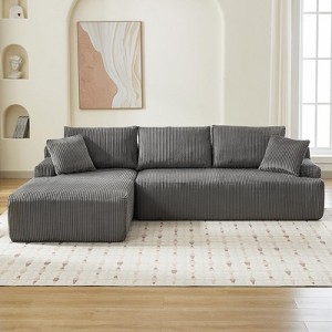 106" Modular Sectional Sofa, Cloud Sectional Couch with L-Shape Chaise/Deep Seat/Armrest/Plush Corduroy Fabric, No Assembly Required, Space-Saving - 1 of 4