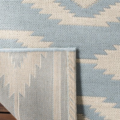 Cream and Aqua Medallion Synthetic Rectangular Area Rug, 9'x12'