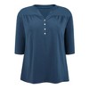 Women's Plus Size Pleated Notch Neck Button Front 3/4 Sleeve Dressy Casual Blouses - GRACE & GRANDEUR - 4 of 4