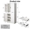 PAGED Farmhouse Kitchen Pantry Cabinet with Slide-Out Drawers & 6 Door Shelves, Freestanding Cupboard Storage Cabinet, Fluted Sideboard Buffet Cabinet - 3 of 4