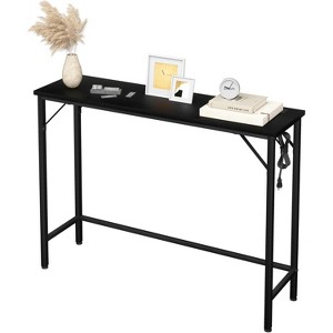 DobleePy 39.4-Inch Black Console Table with Charging Station, Slim Entryway Table with Metal Legs for Hallway, Sofa Back, Apartment - 1 of 4