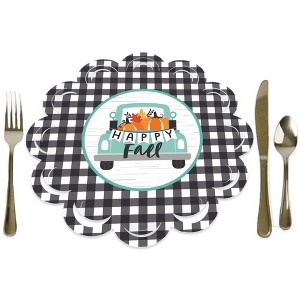 Big Dot of Happiness Happy Fall Truck - Harvest Pumpkin Party Round Table Decorations - Paper Chargers - Place Setting For 12 - 1 of 4