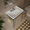 KIGFTSOD 28" Bathroom Console Sink, Wall-Mounted White Ceramic Vanity Basin with 3 Pre-drilled Faucet Holes, No Faucet - 2 of 4
