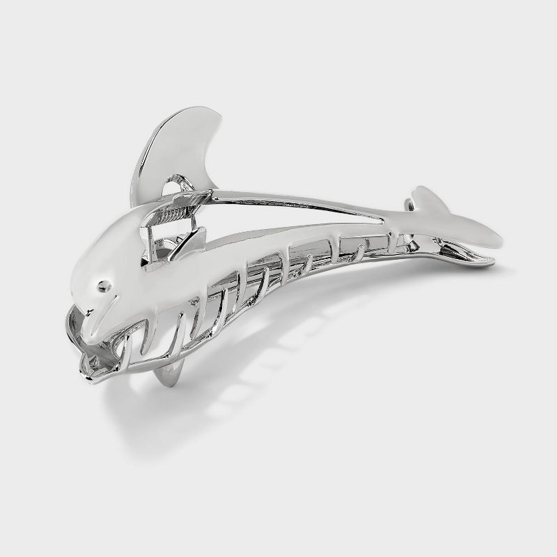 Metal Cut Out Dolphin Claw Hair Clip - Wild Fable&#8482; Silver, 1 of 5