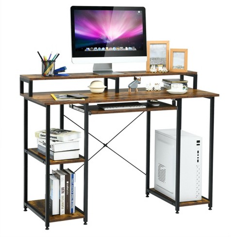 ALISENED Home Office Computer Desk with Monitor Stand Keyboard