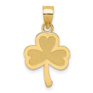 Black Bow Jewelry 14k Yellow Gold Three Leaf Clover Pendant, 12mm (7/16 inch) - 1 of 4