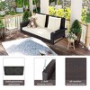 FURNIinspire Patio Swings Wicker Hanging Porch Swing With Chains With Cushion And Pillow, Patio Swing For Backyard, Brown And Beige, 50"*22"*21" - 4 of 4