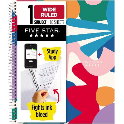 Five Star Fashion 1 Subject 80ct Wide Ruled Notebook Cut Paper Assorted