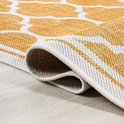 Moroccan Trellis Yellow/Cream 9' x 12' Synthetic Indoor/Outdoor Rug