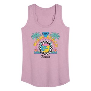 Women's - Instant Message - Welcome To Miami Beach Graphic Racerback Tank - 1 of 4