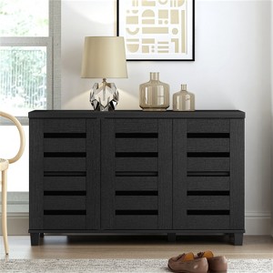 28 in. H x 45.3 in. W Black Wood Shoe Cabinet - 1 of 4