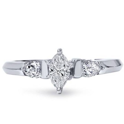 Pompeii3 3/4ct Three Stone Diamond Ring 14K White Gold