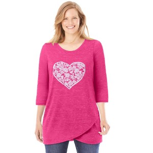 Woman Within Plus Size Marled Tulip Hem Layered Tunic - 1 of 4