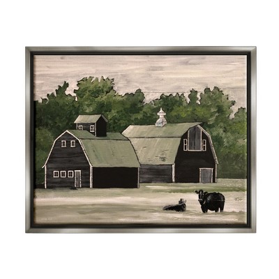 Stupell Industries Stable Barn Country Rural Cattle Framed Floater Canvas Wall Art