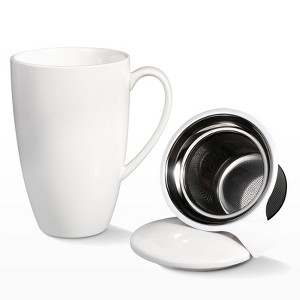 16OZ Ceramic Tea Cup with Stainless Steel Filter, Tea Infuser and Lid, Suitable for Tea, Coffee, Cocoa and Milk, Gift for Tea Lovers, Tea Infuser Cup - 1 of 4