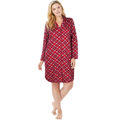 Dreams & Co. Women's Plus Size Knit Sleep Shirt - L, Classic Red Bias ...