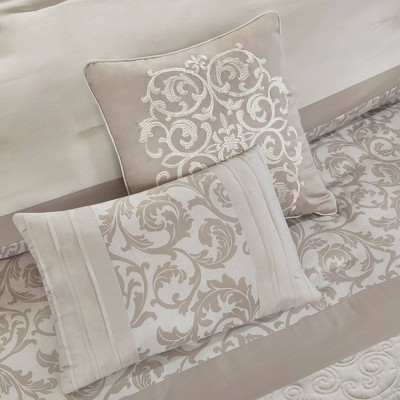 510 Design 8pc Queen Casey Embroidered Comforter Set Neutral - 510 Design: Hypoallergenic Quilted Paisley Bedding, Microfiber — фото 6