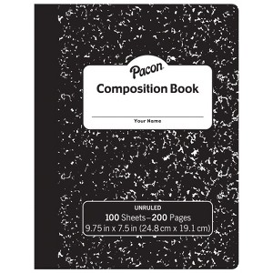 Pacon Composition Book, Black Marble, Unruled 9-3/4" x 7-1/2", 100 Sheets (Pack of 6) - 1 of 1