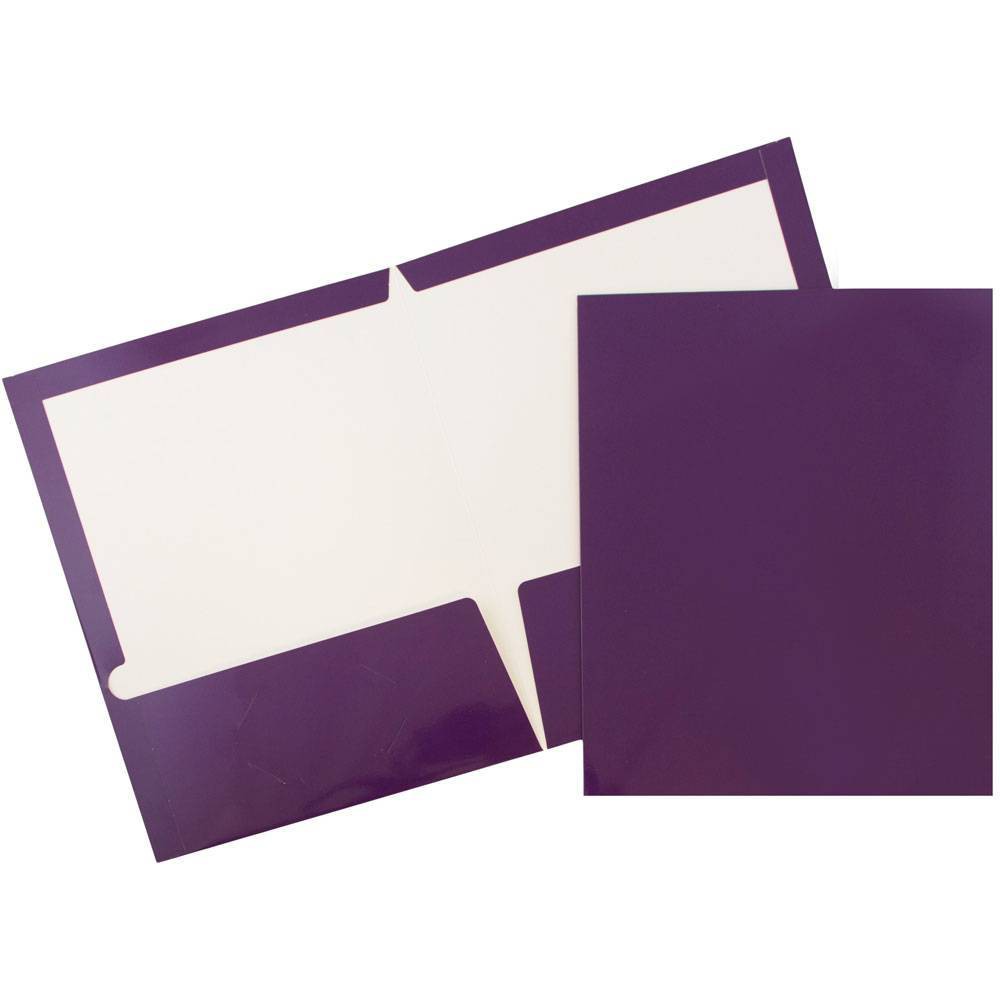 Photos - File Folder / Lever Arch File JAM 6pk Glossy Paper Folder 2 Pocket - Purple: Stationery, Non-Pronged, 100 Sheet Capacity, 12"x9", Internal Pockets