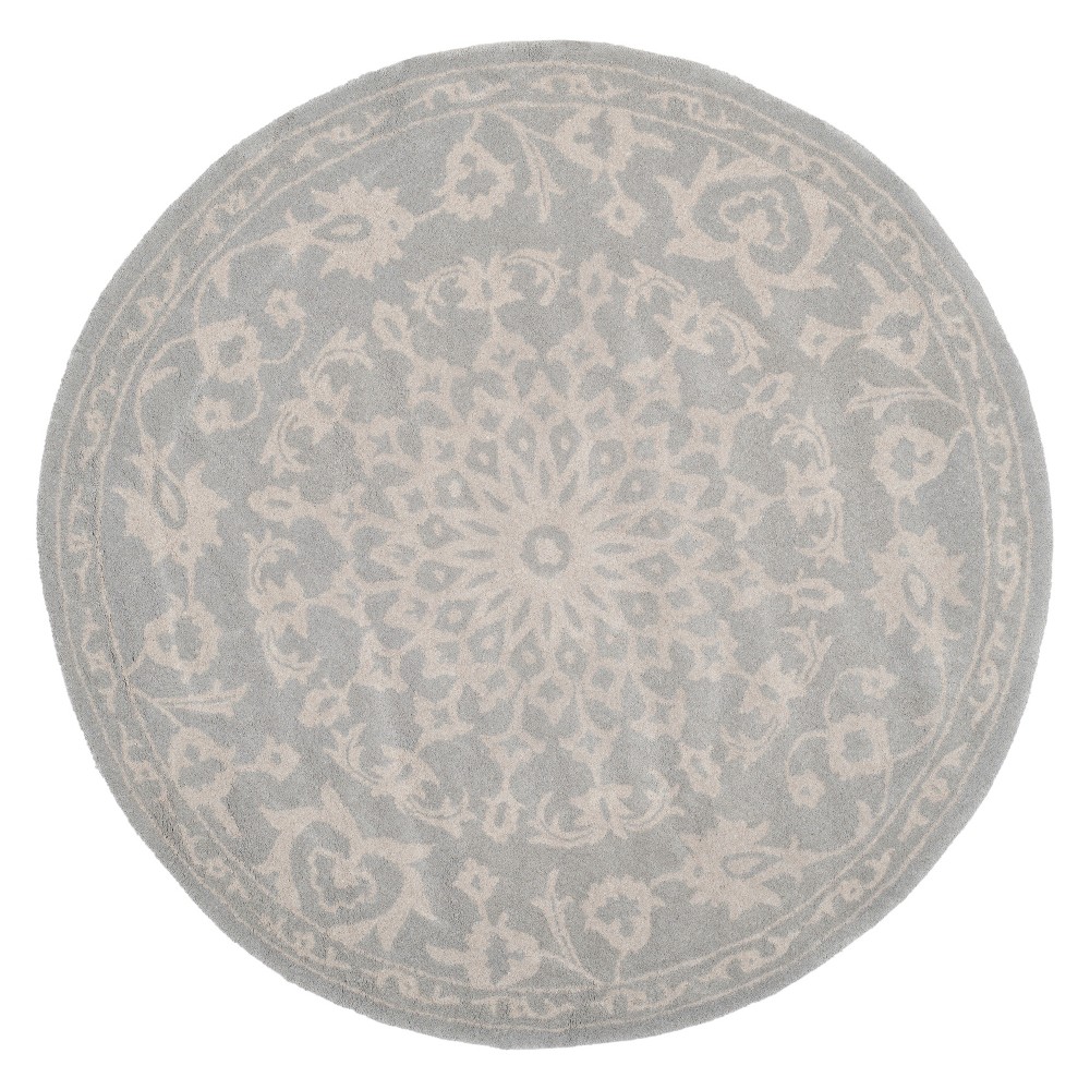  Round Medallion Accent Rug Gray/Silver