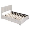MAYEERTY Full Size Upholstered Platform Bed, 2 Drawers Twin Trundle Classic Headboard, Bedroom, Beige - 3 of 4