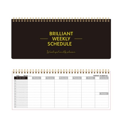 60 Sheets Undated Metal Coil Weekly Planner Notepad Schedule Book To Do List(Black)