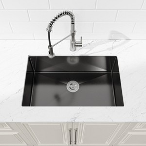Gulches 30"x19" Stainless Steel Kitchen Sink, Single Bowl Undermount Handmade Black, with US Standard Drain & Hook - 1 of 4