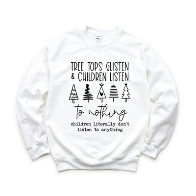 Simply Sage Market Women's Graphic Sweatshirt Tree Tops Glisten and Children Listen To Nobody