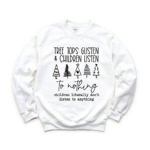Simply Sage Market Women's Graphic Sweatshirt Tree Tops Glisten and Children Listen To Nobody - 1 of 2