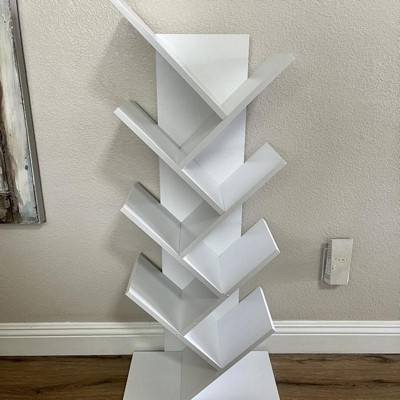 Year Color Free Standing Retro Wood 8 Shelves Bookcase - White : Target