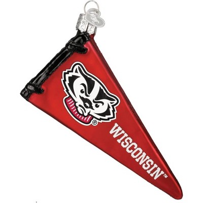 Old World Christmas Blown Glass Ornament for Christmas Tree, Wisconsin Badgers Pennant