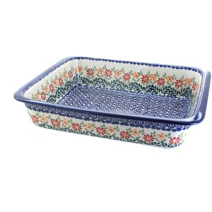 Blue Rose Polish Pottery Z139 Manufaktura Large Rectangular Baker - 1 of 2