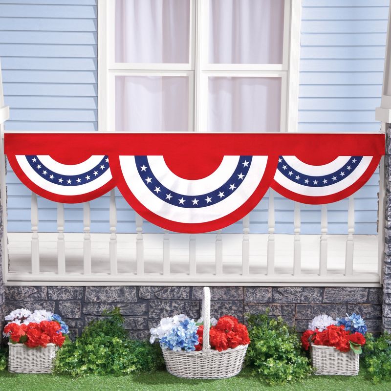 Collections Etc Triple Patriotic Banner Fence Decoration Red, 2 of 5