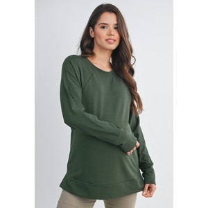 Hello Miz Women's Crew Neck Side Zip Maternity Nursing Pullover Top - 1 of 4