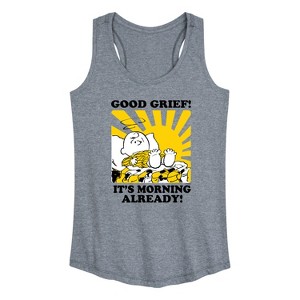 Women's - Peanuts - Its Morning Already Graphic Racerback Tank - 1 of 4
