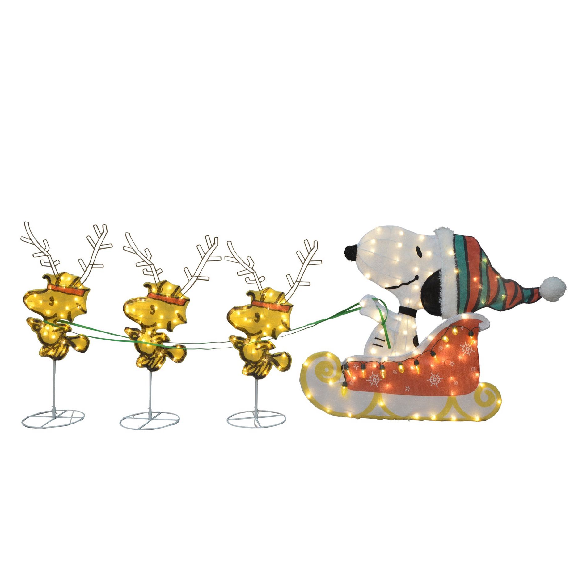 Peanuts 30in Peanuts 2D Sleigh with Snoopy and Woodstock, Red