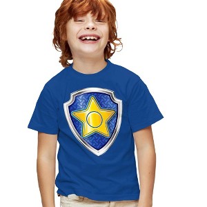 Boys' Short Sleeve Paw Patrol Chase Badge Costume T-Shirt - 1 of 4